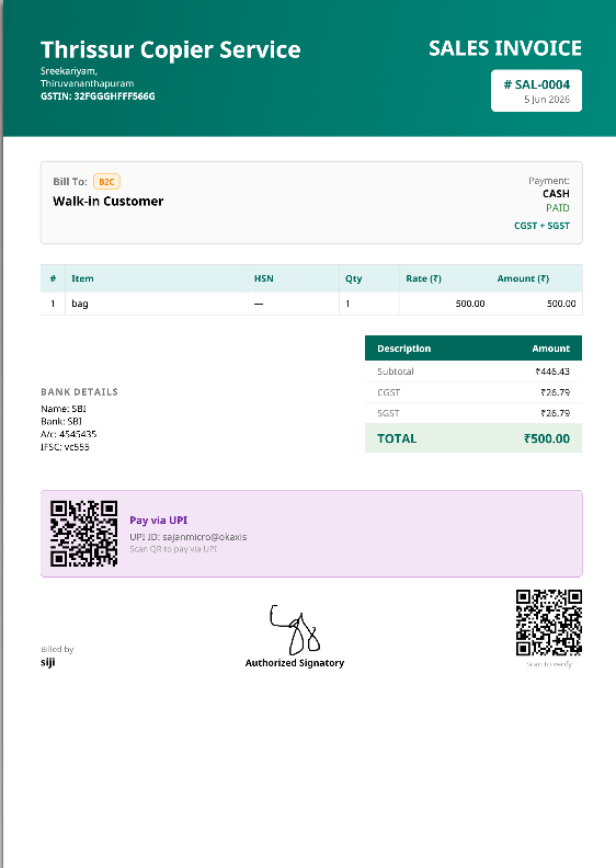 Classic GST invoice template