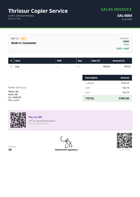 Corporate dark invoice template
