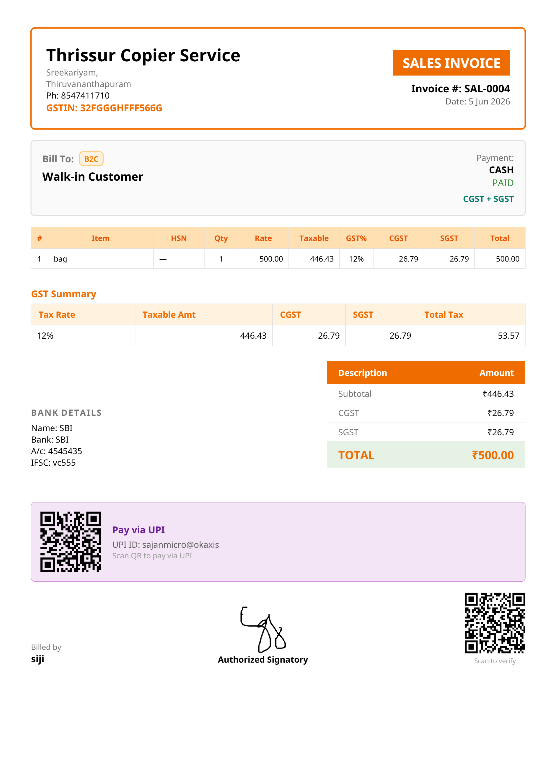 GST-detailed invoice with tax summary