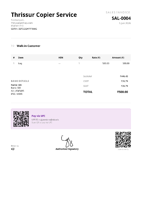 Minimal plain invoice template